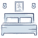 an icon of a bedroom