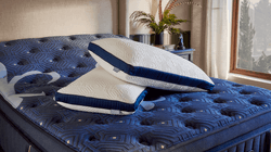two Lux Estate pillow on a bare Stearns & Foster mattress