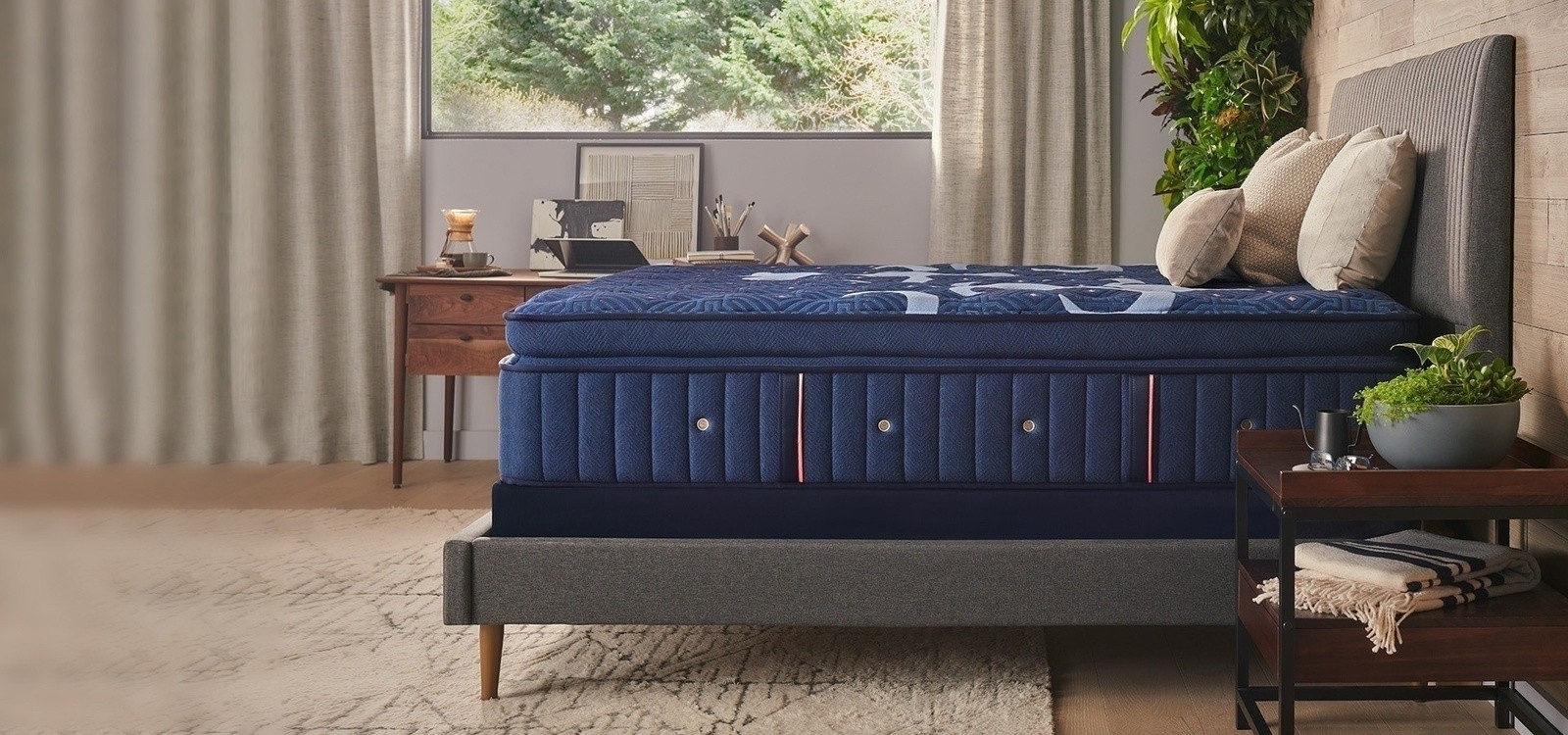 Side view of Mattress on a foundation