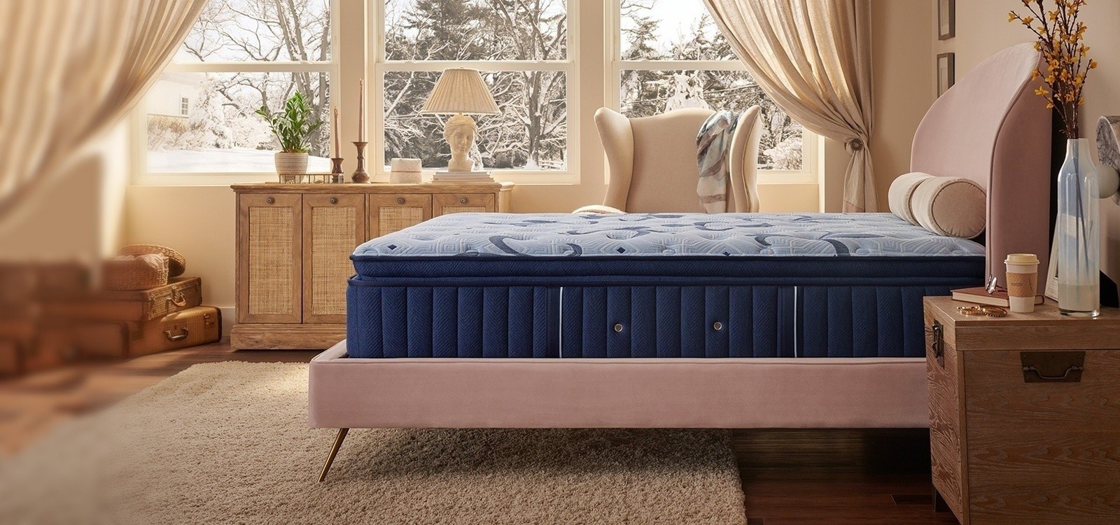 profile of the Estate mattress in a styled room